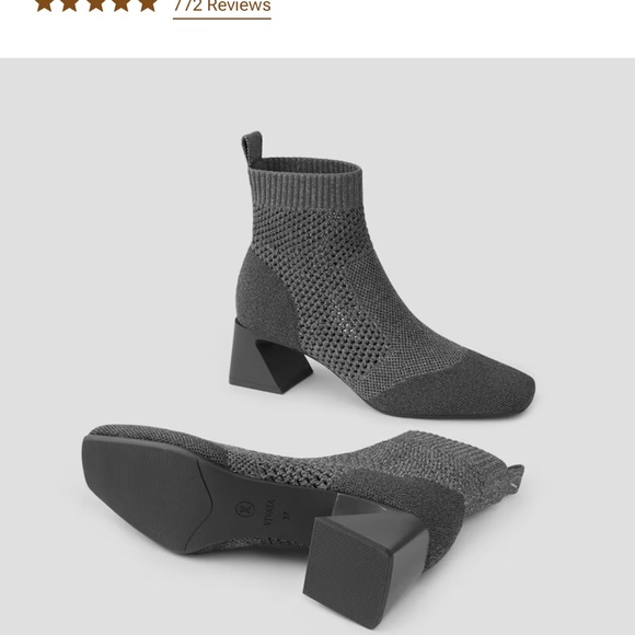 Vivaia Square-Toe Perforated Heeled Boots (Melissa) lava grey 39 - Picture 4 of 9